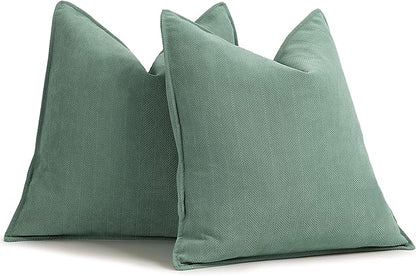 ZWJD Dusty Green Pillow Covers 22x22 Set of 2 Chenille Throw Pillow Covers by ZWJD