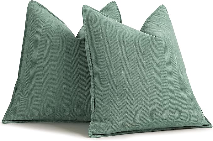 ZWJD Dusty Green Pillow Covers 20x20 Set of 2 Chenille Throw Pillow Covers by ZWJD