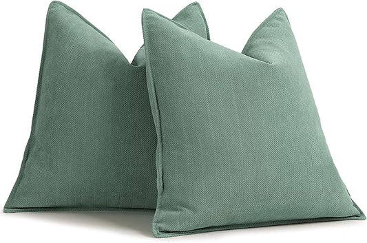 ZWJD Dusty Green Pillow Covers 24x24 Set of 2 Chenille Throw Pillow Covers by ZWJD