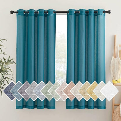 NICETOWN Linen Sheer Curtains 63 inch Length 2 Panels, Grommet Semi Sheer by NICETOWN