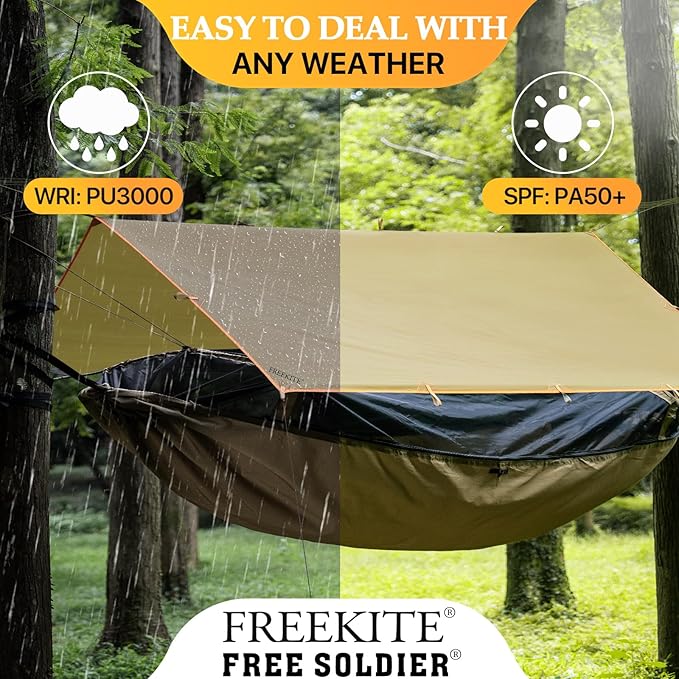 Camping Tarp Tent Portable Multifunctional Bushcraft Backpacking Tear-Resistant - Image 4