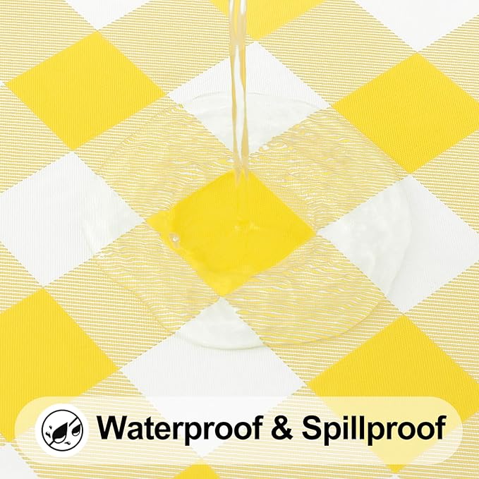 Smiry Rectangle Picnic Table Cloth, Elastic Waterproof Fitted Vinyl Tablecloths - Image 3