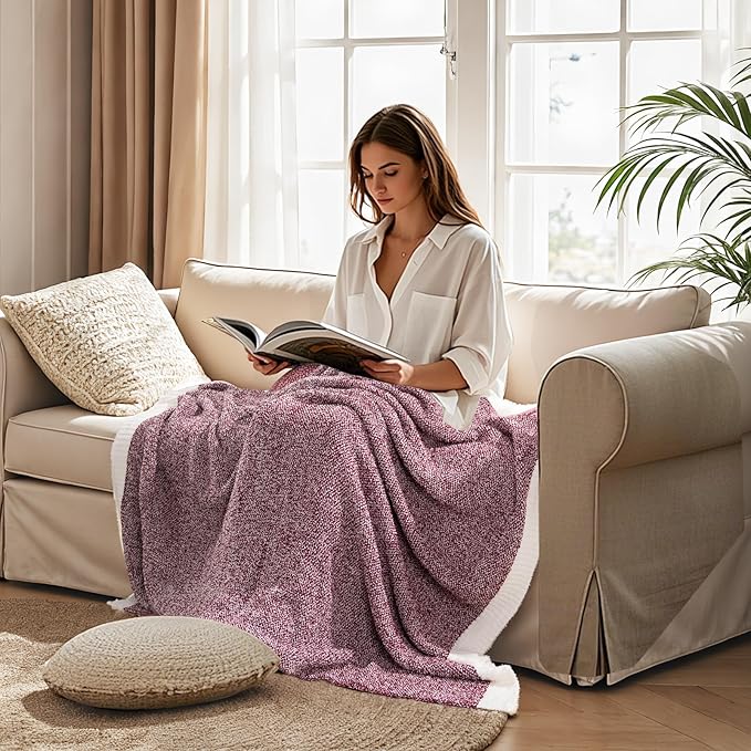NEXHOME PRO Soft Twin Blankets for Couch, Reversible Warm Blankets Cozy Knit - Image 4