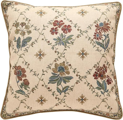 patdrea Designer Throw Pillow Covers, Square Euro Retro Style Light Brown Linen by Welcometopatdrea