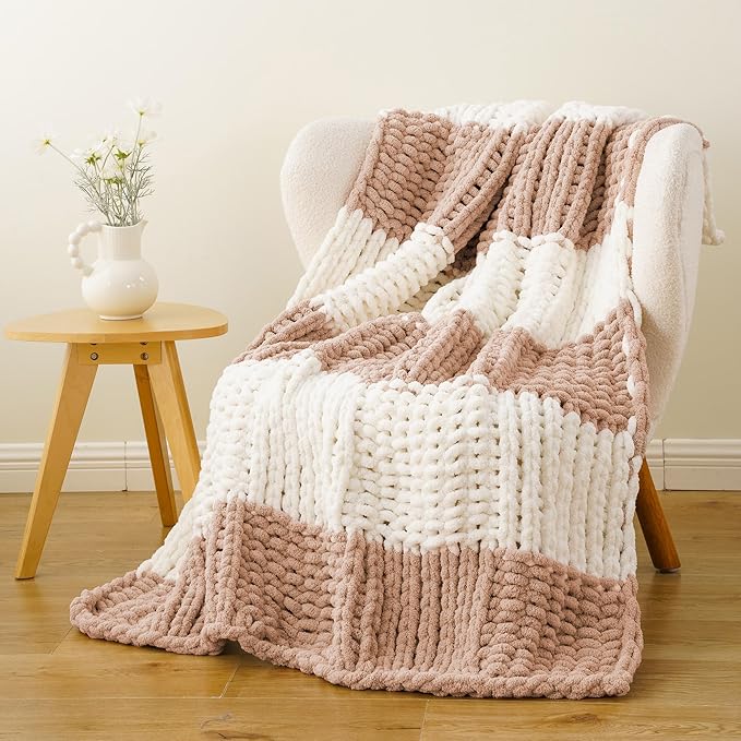 Battilo Chunky Knit Throw Blanket, Soft and Thick Chenille Throw Blanket by Battilo