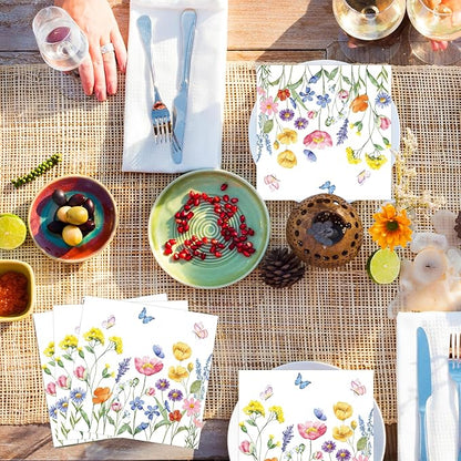 50 Count Wild Flowers Floral Paper Napkins, Disposable Spring Garden Party - Image 3