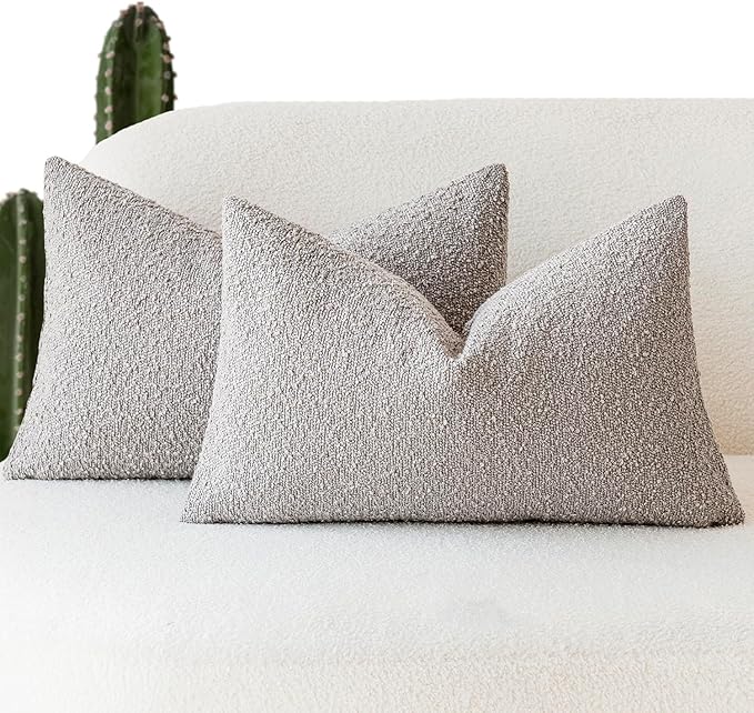 Foindtower Pack of 2 Textured Boucle Throw Pillow Covers Accent Solid by Foindtower
