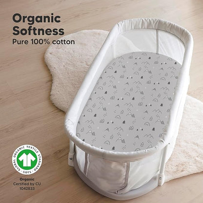 2-Pack Organic Bassinet Sheets for Girls, Boys - Image 2