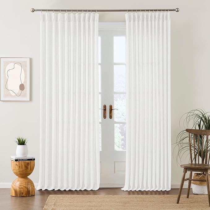 RAIN CITY Linen Pinch Pleated White Sheer Curtains 94 Inches Long 2 Panels Set - Image 5