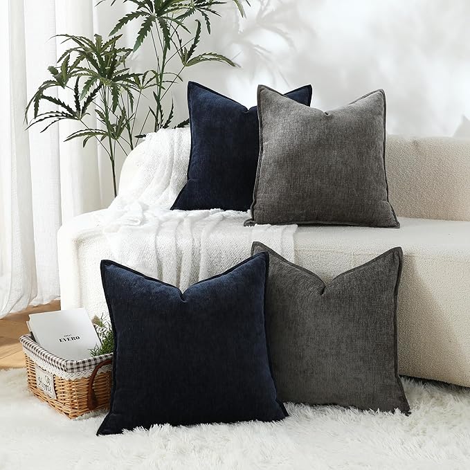 Stellhome Set of 4 Soft Textured Decorative Throw Pillow Covers Accent Solid - Image 2