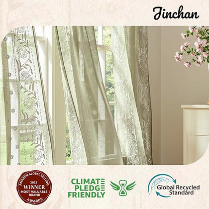 jinchan Winslow Sheer Curtains 63 Inch Length - Image 2