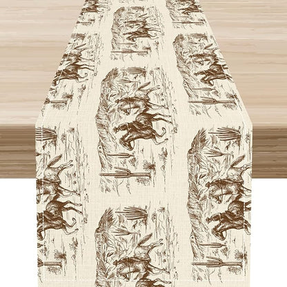 Western Cowboy Table Runner, Rustic Country Cowboy American Wild West Riding by Unknown