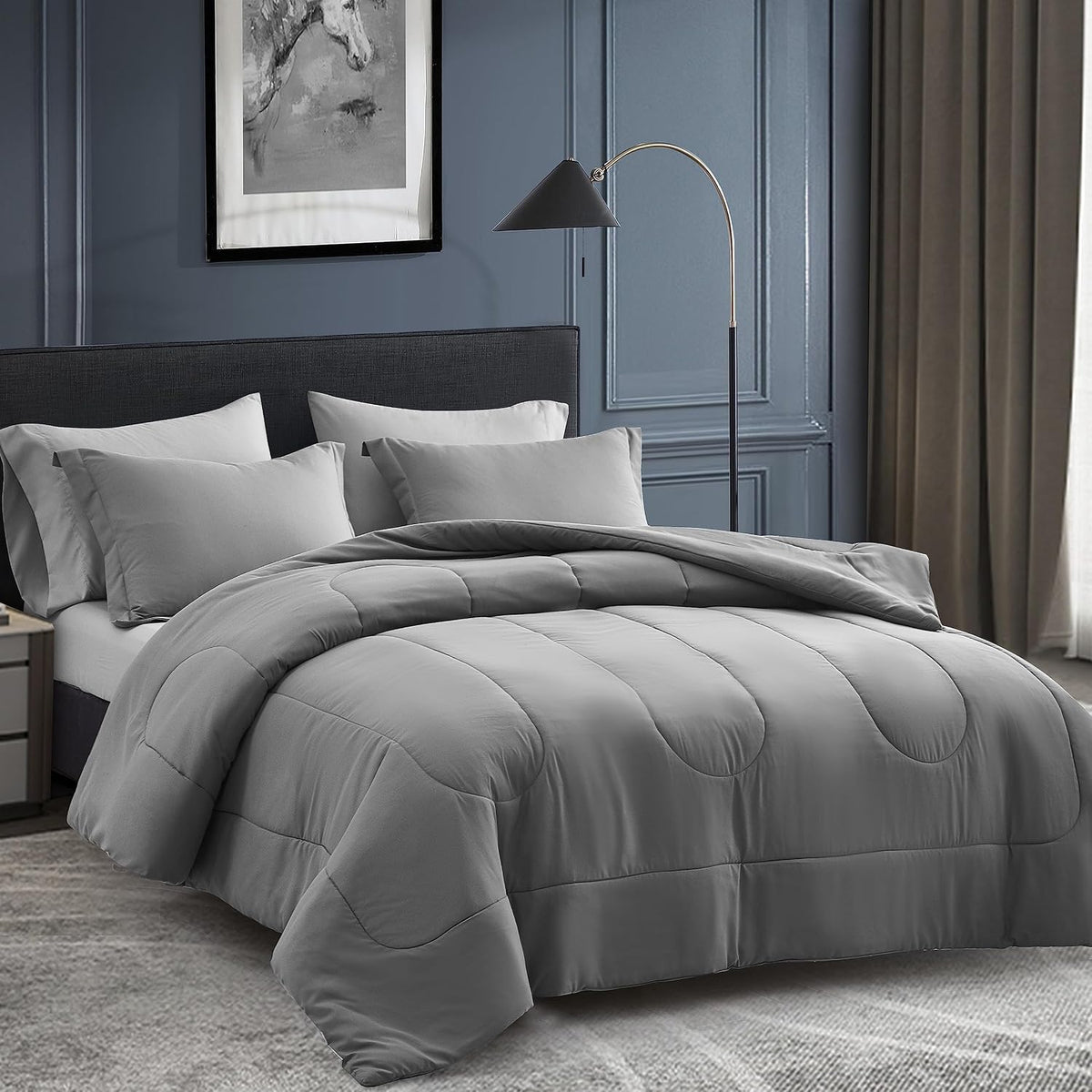 maple&stone full size comforter set 7 pieces bed shown in use