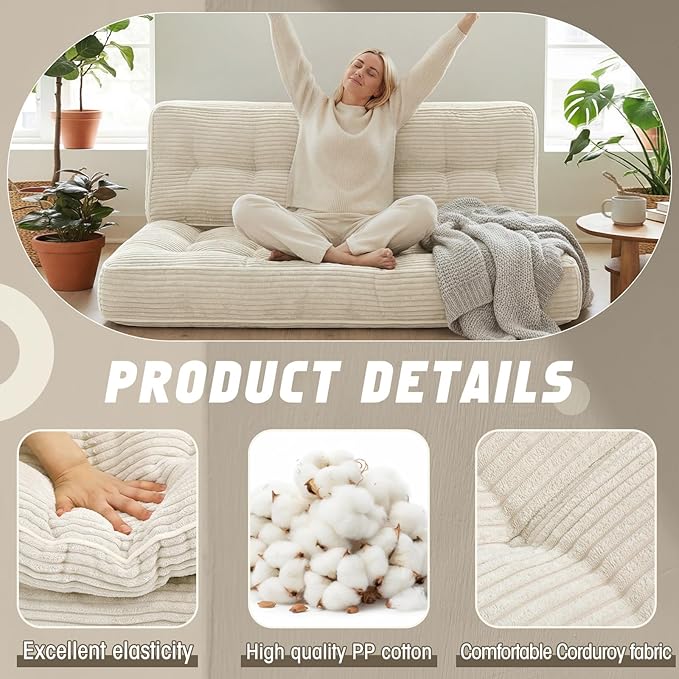 63 Inch Folding Sofa Bed Convertible Chair, 2-in-1 Convertible Boneless Sofa - Image 4