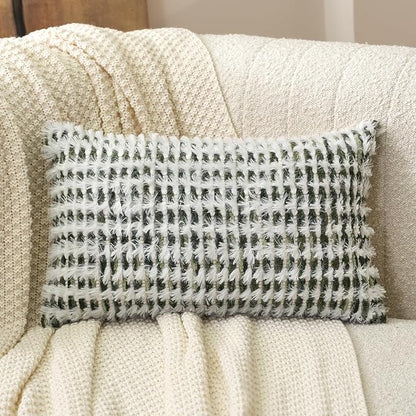 Aeckself Boho Chenille Tufted Pillow Cover 12 x 20 Inch, Rectangle Decorative - Image 2