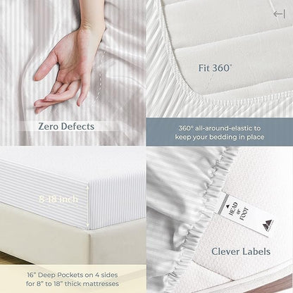 Mayfair Linen 100% Cotton Striped Sheets Twin Size Bed Set - Image 5