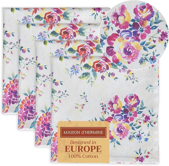 Maison d' Hermine Cloth Napkins Set of 4 100% Cotton Everyday Reusable Square by MaisondHermine