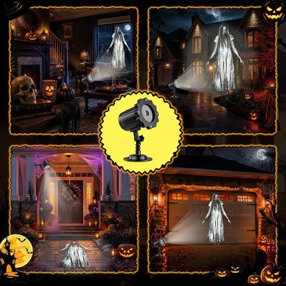 Halloween Decoration Outdoor 3D White Ghost Projector Light