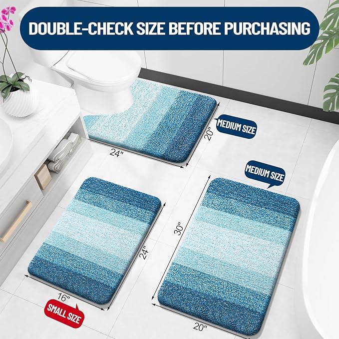 OLANLY Luxury Toilet Rugs U-Shaped 24x20, Extra Soft and Absorbent Microfiber - Image 2