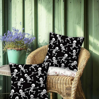 Skeleton Throw Pillow Cover 18x18 Set of 2, Halloween Skull Cushion Case - Image 4