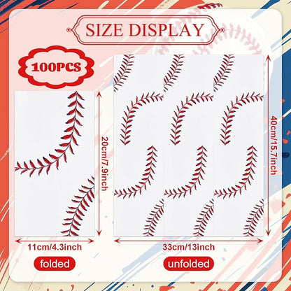 100 Pack Baseball Party Paper Napkins – 13 x 16 Inches Unfolded, 3-Ply - Image 2