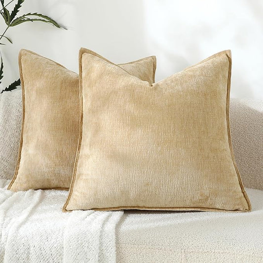 Stellhome Pack of 2, Soft Chenille Soild Throw Pillow Covers Accent Cushion by Stellhome
