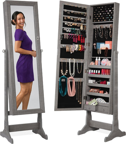 best choice products freestanding jewelry armoire cabinet, full, main product view