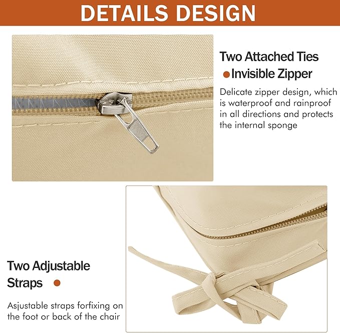 Outdoor Chair Cushions 16 x 17 Inch, Waterproof Patio Chair Cushions - Image 5