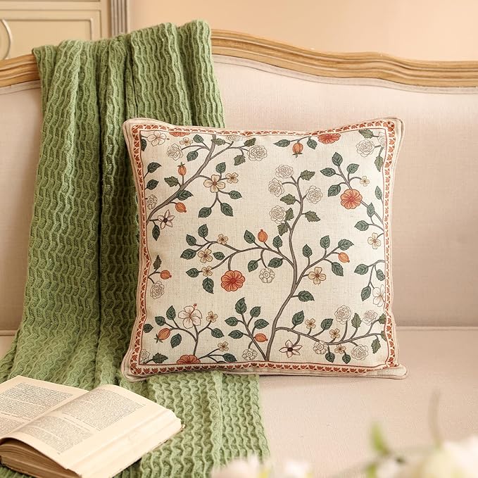ISAENNE Design Linen Classic Throw Pillow Covers 18"x18", French Farmhouse - Image 2
