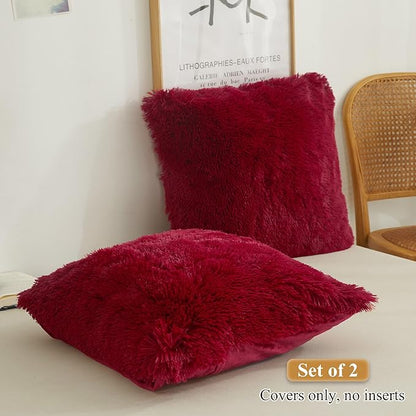 XeGe Faux Fur Throw Pillow Covers, Luxury Fluffy Plush Pillow Shams, Shaggy - Image 2