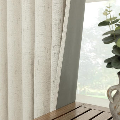 Rustic Oatmeal Beige Blackout Curtains, Primitive Burlap Curtains, Vintage - Image 5