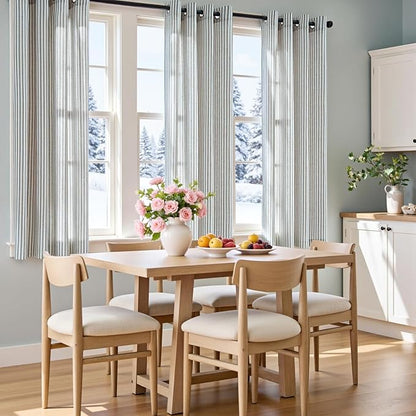 Vangao Linen Striped Curtains Boho Tickingstripe Light Filtering Window - Image 6