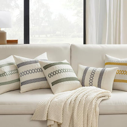 MIULEE Set of 2 Gray Boho Decorative Pillow Covers 20x20 Inch Farmhouse Rustic - Image 2