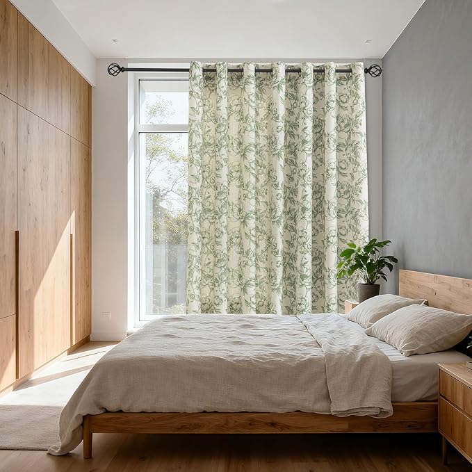 Floral Linen Curtains 100 Inch Extra Wide - Image 2