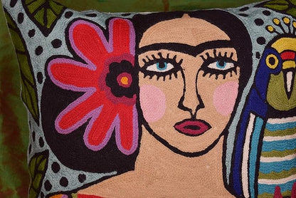 Frida Inspired Throw Pillow Cover Mexican Art Pillowcase Bella Senorita Hand - Image 8