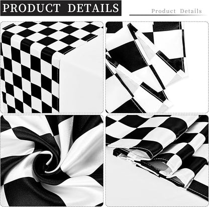 10 Pack Checkered Table Runner Polyester Table Decor Classic Black and White - Image 3