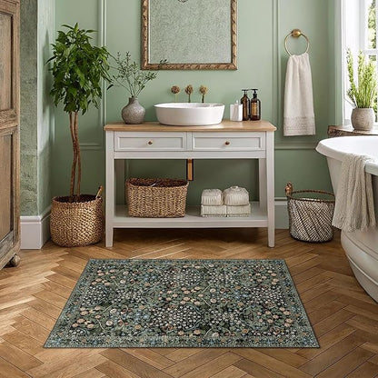 MUJOO 2x3 Washable Rug, Floral Small Area Rugs - Image 5