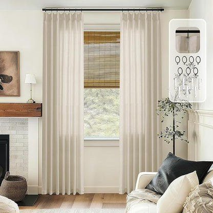 Pinch Pleated Linen Curtains 108 Inches Long - Image 8