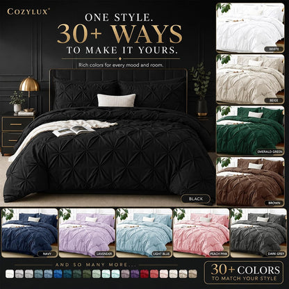 cozylux full size comforter sets black, 7 pieces on a desk or shelf