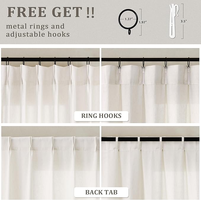 105 Inch Extra Long Curtains Boho Cream Semi Sheer Light Filtering Curtain - Image 2