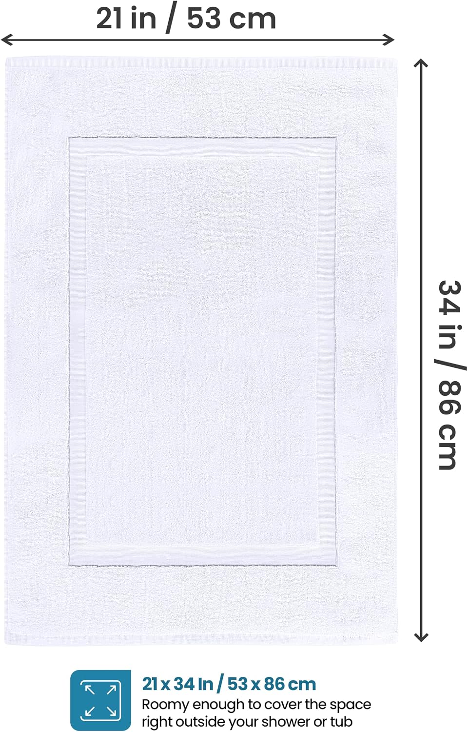 utopia towels cotton bath mat, 21x34 in, 2, close-up detail