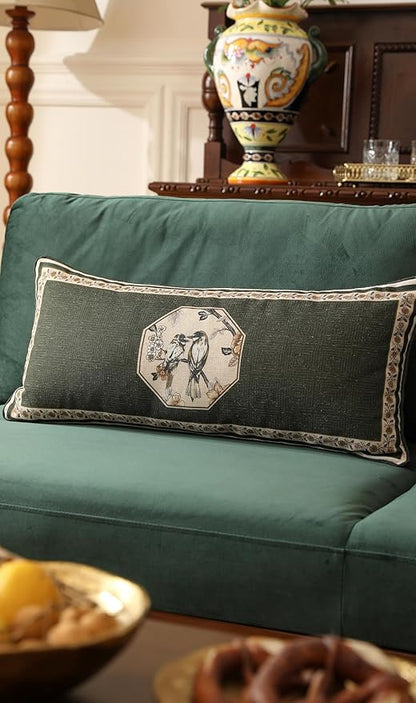 ISAENNE Design Linen Chinoiserie Lumbar Throw Pillow Covers 12"x28", Farmhouse - Image 7