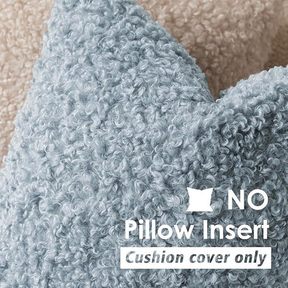 Foindtower 2 Pieces 16x16 Inch Misty Blue, Faux Fur Throw Pillow Cover Accent - Image 3