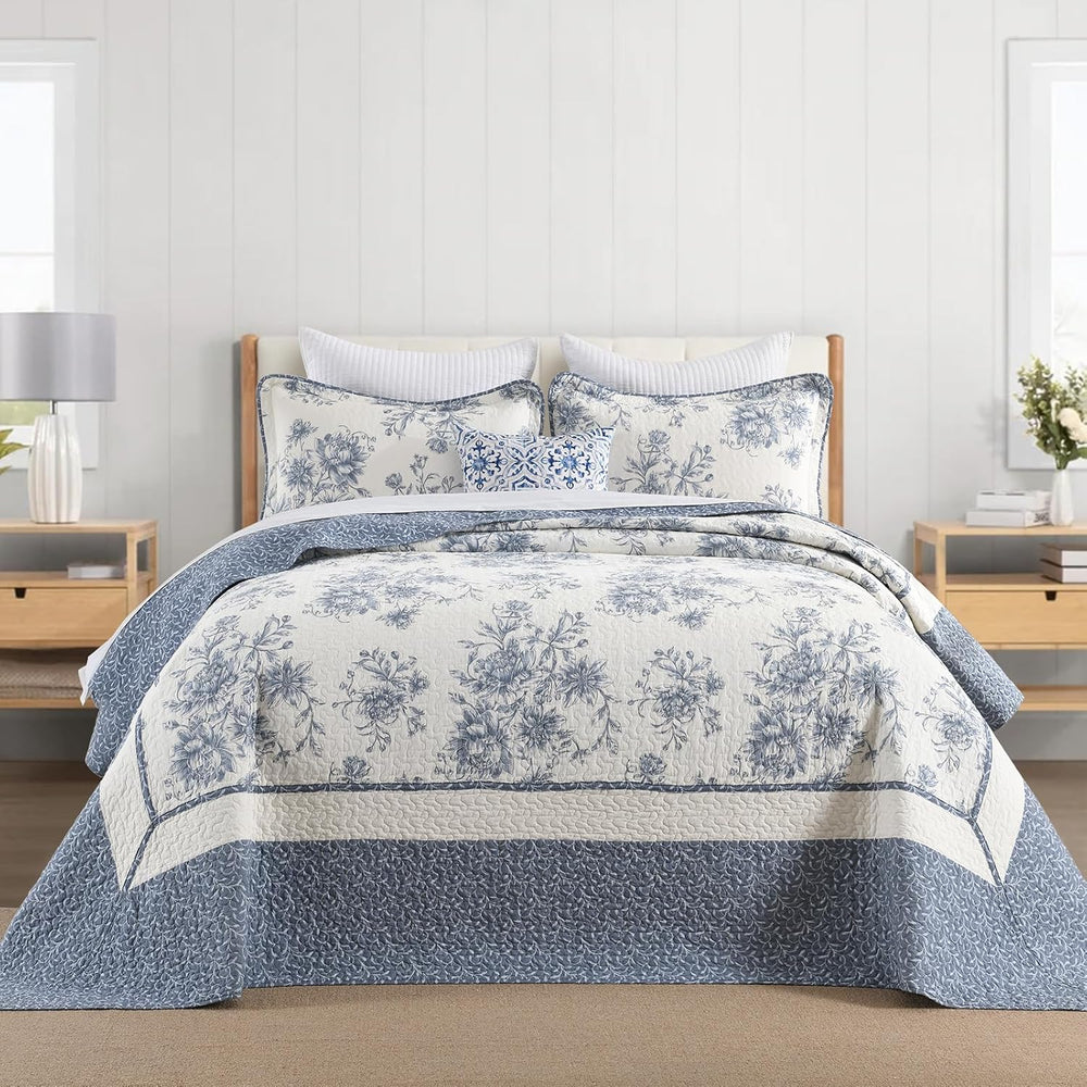 DDUOXIN Botanical Oversized Queen Bedspread - 102W x120L 100% Cotton Quilt