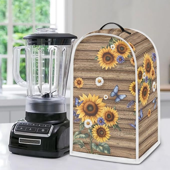 Sunflower Print Dust Cover for Blender Wood Design Blender Covers Stain - Image 4