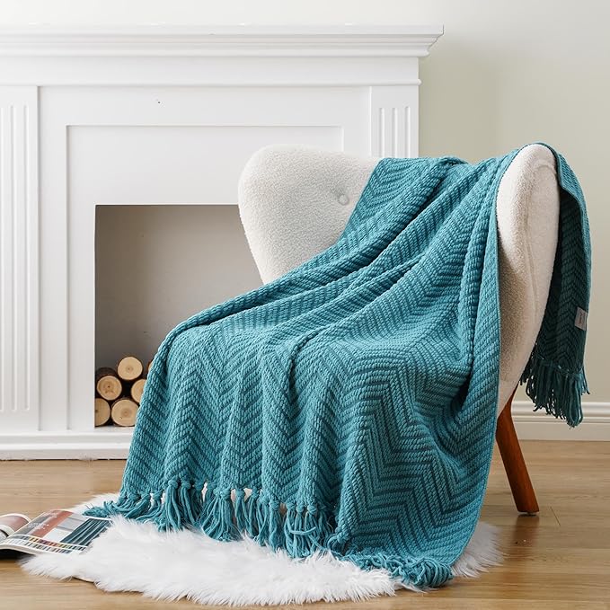 BATTILO HOME Teal Throw Blanket - Image 3