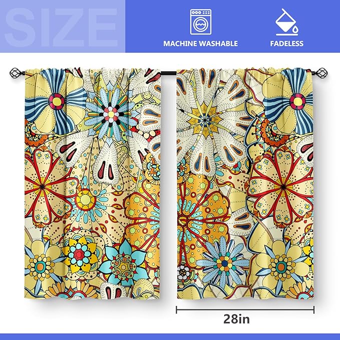 Aimego Boho Floral Kitchen Curtains - Image 3