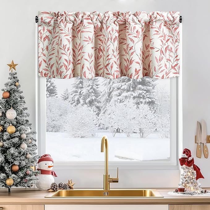 Leeva Printing Red Leaves Window Valances - Image 7