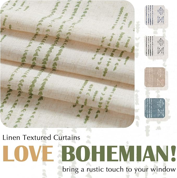jinchan Boho Kitchen Linen Tier Curtains 30 Inch Bohemian Cafe Curtains - Image 3