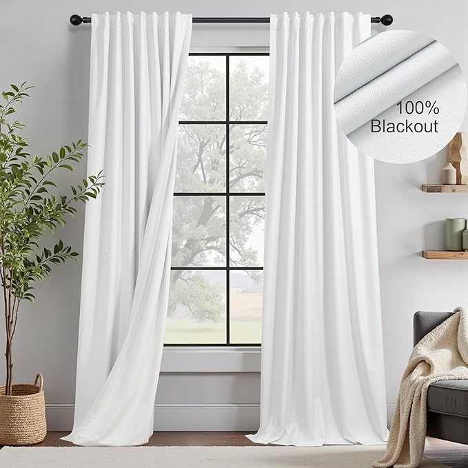 100 Inch Curtains & Drapes Window Coverings Custom Extreme Blackout Linen by DANCURTON